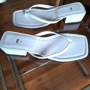 17. Zara square toed heeled sandals